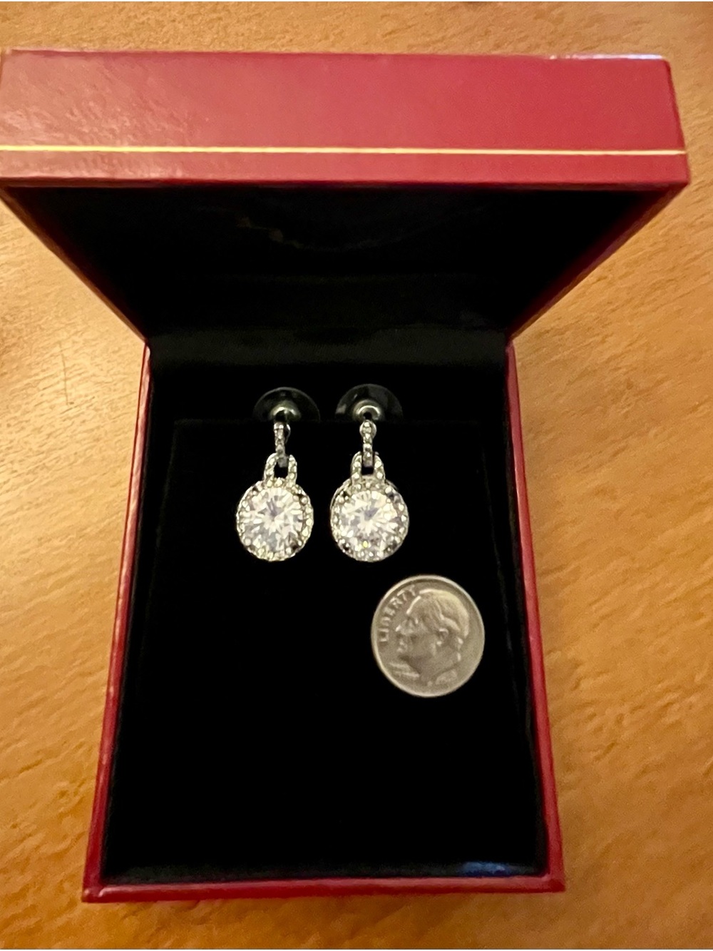 Classic Silver Halo Drop Earrings with Clear Stones